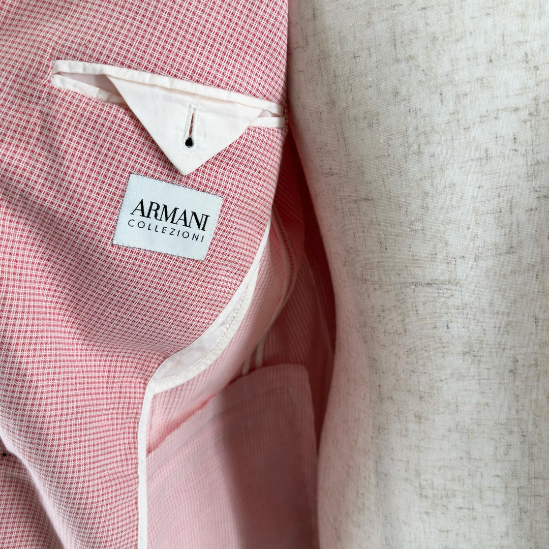 未使用品▲ARMANI COLLEZIONI アルマーニコレッツォーニ チェック柄 テーラードジャケット レッド EU 46 ルーマニア製 正規品 メンズ