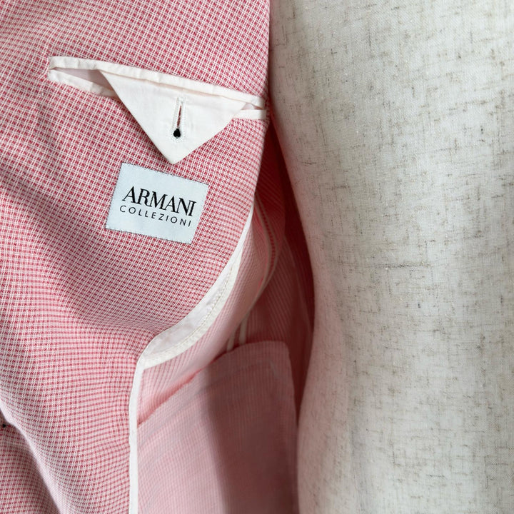 未使用品▲ARMANI COLLEZIONI アルマーニコレッツォーニ チェック柄 テーラードジャケット レッド EU 46 ルーマニア製 正規品 メンズ