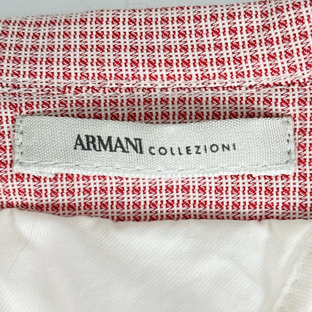未使用品▲ARMANI COLLEZIONI アルマーニコレッツォーニ チェック柄 テーラードジャケット レッド EU 46 ルーマニア製 正規品 メンズ