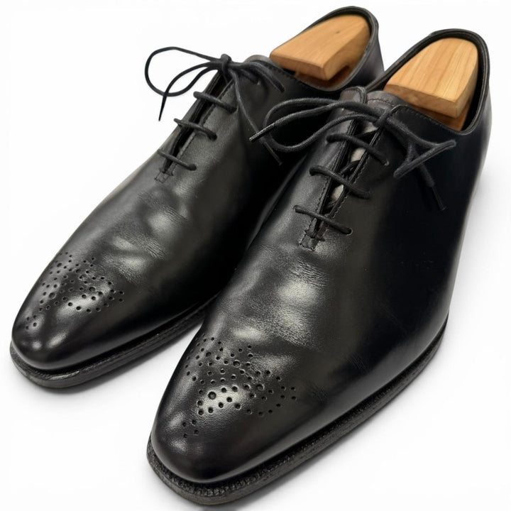 美品□CROCKETT&amp;JONES クロケットアンドジョーンズ HARROW レザー メダリオン レースアップ ドレスシューズ ブラック 6.5 イングランド製