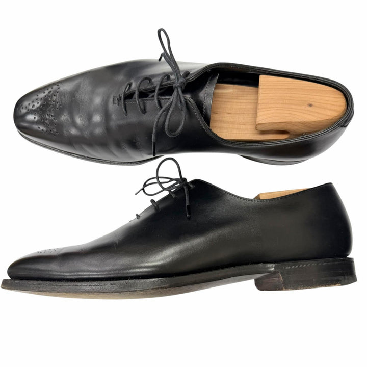 美品□CROCKETT&amp;JONES クロケットアンドジョーンズ HARROW レザー メダリオン レースアップ ドレスシューズ ブラック 6.5 イングランド製