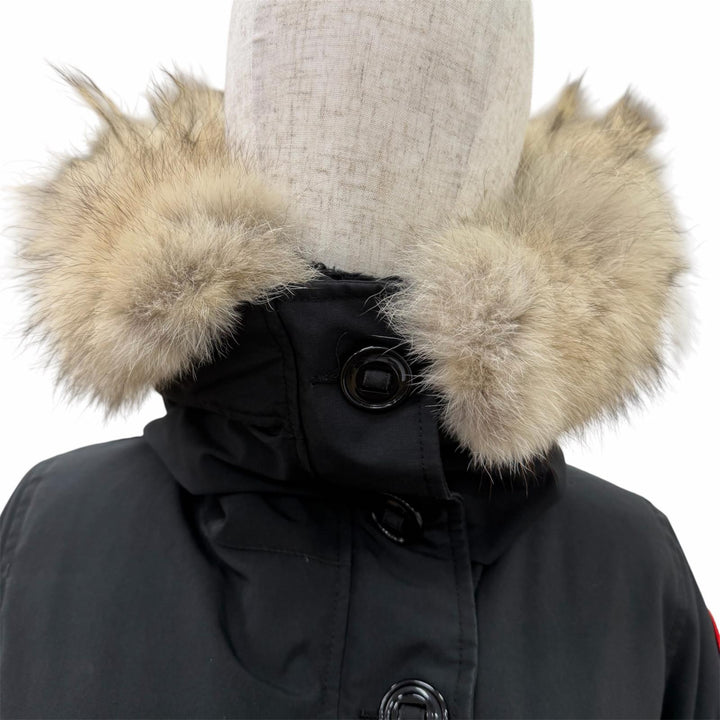良品☆CANADA GOOSE カナダグース 2603JL BRONTE PARKA ブロンテパーカ ファー・フード付 ダウンコート ブラック S 正規品 レディース