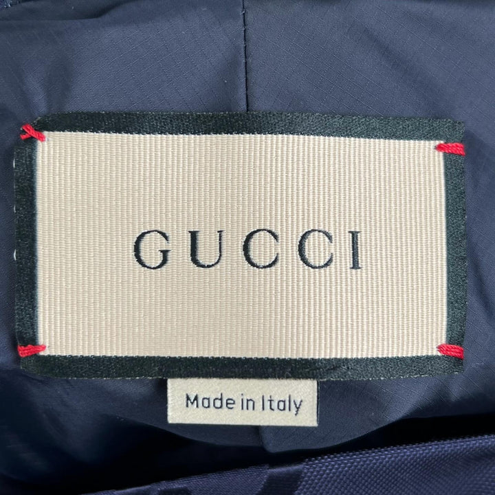 未使用品▲GUCCI グッチ 22AW 685818 ジャンボGG フード付き ハーフZIP ナイロンジャケット ネイビー レッド 44 イタリア製 正規品 メンズ