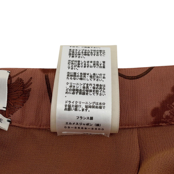 極美品▲HERMES エルメス 2022SS 2E0312DZ ウール100％ タッセル柄 スカート ブラウン FR 36 フランス製 正規品 レディース ハンガー付き