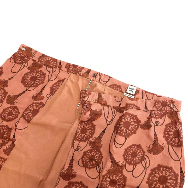 極美品▲HERMES エルメス 2022SS 2E0312DZ ウール100％ タッセル柄 スカート ブラウン FR 36 フランス製 正規品 レディース ハンガー付き