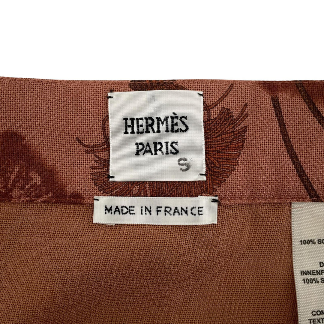 極美品▲HERMES エルメス 2022SS 2E0312DZ ウール100％ タッセル柄 スカート ブラウン FR 36 フランス製 正規品 レディース ハンガー付き