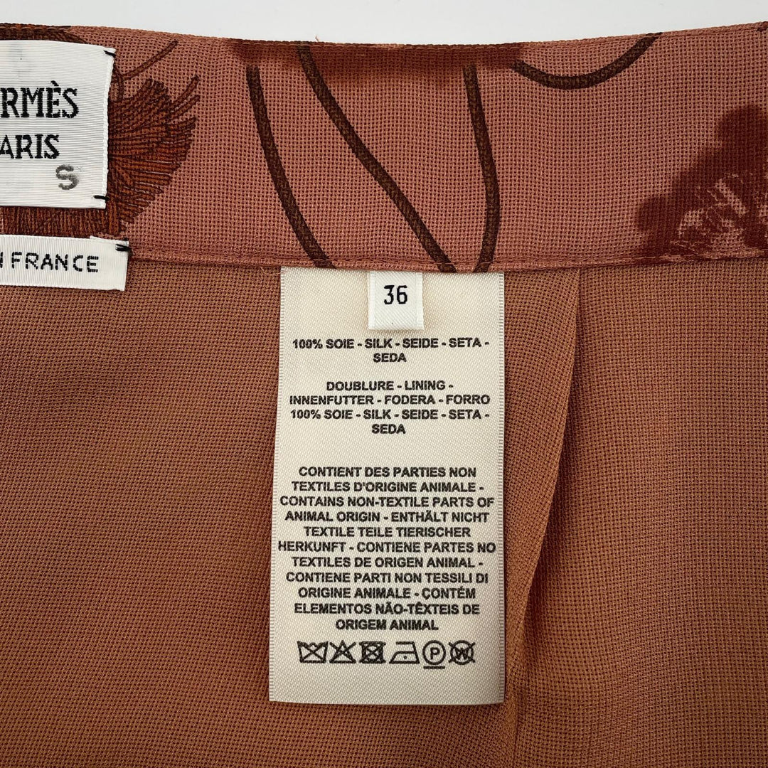 極美品▲HERMES エルメス 2022SS 2E0312DZ ウール100％ タッセル柄 スカート ブラウン FR 36 フランス製 正規品 レディース ハンガー付き