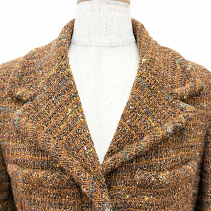 極美品△CHANEL シャネル ヴィンテージ P12140 98A ウール ココマークボタン ツイード スカートスーツ セットアップ ブラウン 38 36 仏製