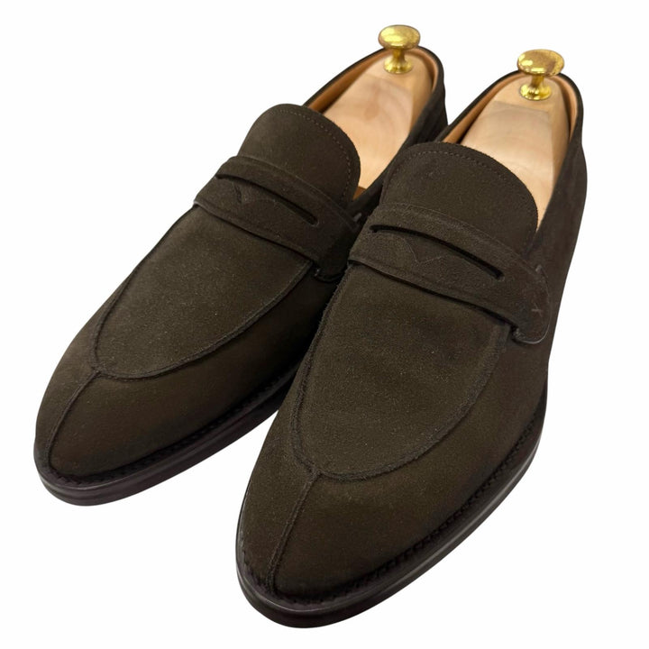 極美品□LOUIS VUITTON ルイヴィトン 2025年製 ソルボンヌ・ローファー スウェードレザー GOODYEAR FLEX モカシン チャコール系 8 伊製