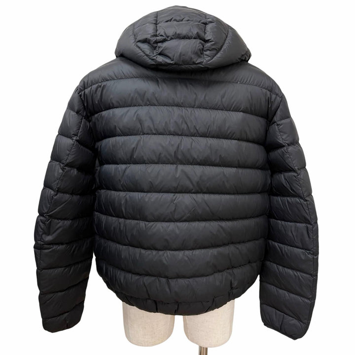 美品□EMPORIO ARMANI エンポリオ アルマーニ 2019年製 3H1B86 フーデッド ダウンジャケット パファージャケット ブラック 54 正規品
