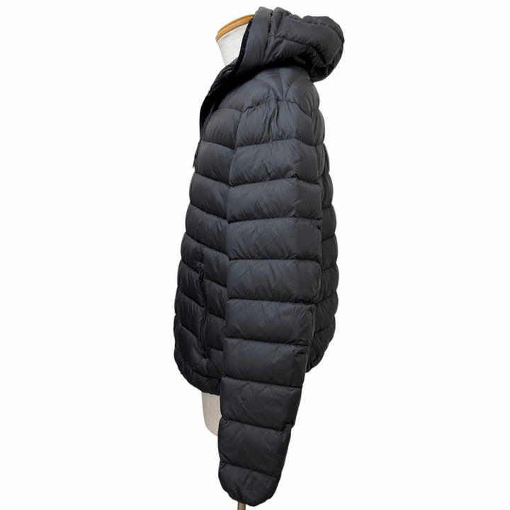 美品□EMPORIO ARMANI エンポリオ アルマーニ 2019年製 3H1B86 フーデッド ダウンジャケット パファージャケット ブラック 54 正規品