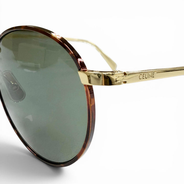 極美品▼CELINE セリーヌ CL40100U マーブル柄 ボストン アイウェア サングラス ブラウン ゴールド 50□21 145 イタリア製 レディース