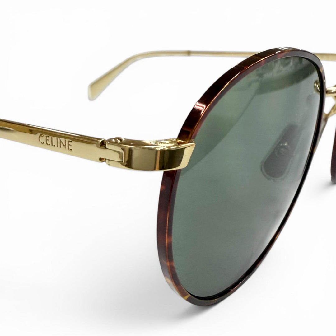 極美品▼CELINE セリーヌ CL40100U マーブル柄 ボストン アイウェア サングラス ブラウン ゴールド 50□21 145 イタリア製 レディース