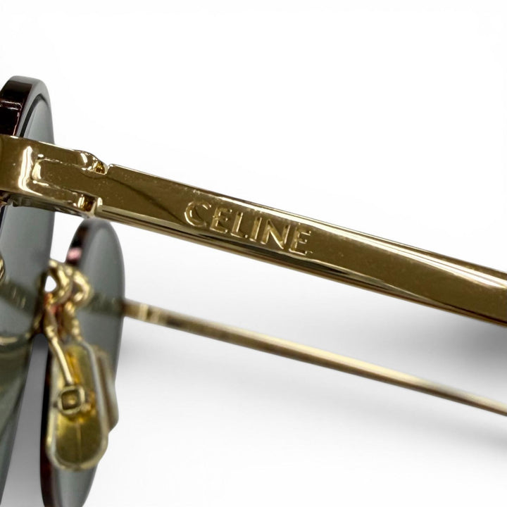 極美品▼CELINE セリーヌ CL40100U マーブル柄 ボストン アイウェア サングラス ブラウン ゴールド 50□21 145 イタリア製 レディース