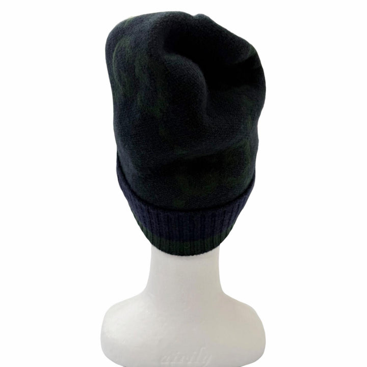 未使用品□GUCCI グッチ 2024年製 676827 カシミヤ100％ ジャンボGG ニットキャップ ネイビー ダークグリーン M/58cm イタリア製 正規品