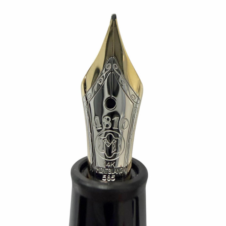 良品□MONTBLANC モンブラン マイスターシュテュック クラシック キャップ式 ペン先14K 万年筆 ブラック ゴールド ドイツ製 メンズ