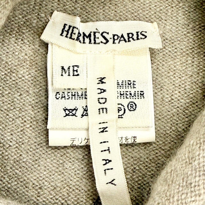 極美品△HERMES エルメス ヴィンテージ カシミヤ100％ マルジェラ期 ハイネック ノースリーブ ニット ベスト ベージュ ME 伊製 正規品