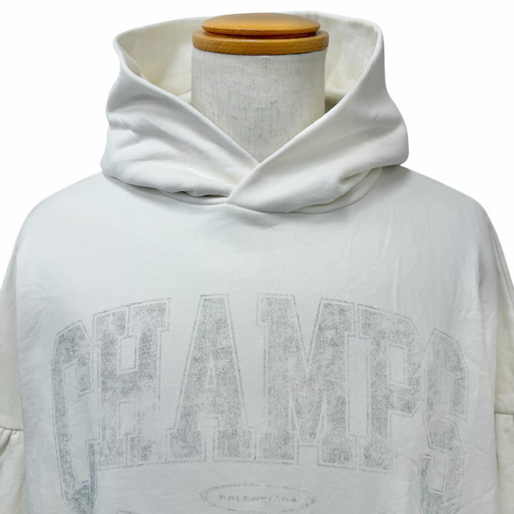 未使用品□BALENCIAGA バレンシアガ 2024年製 818433 Champs elysees ロゴプリント プルオーバースウェットパーカー アイボリー 3 正規品