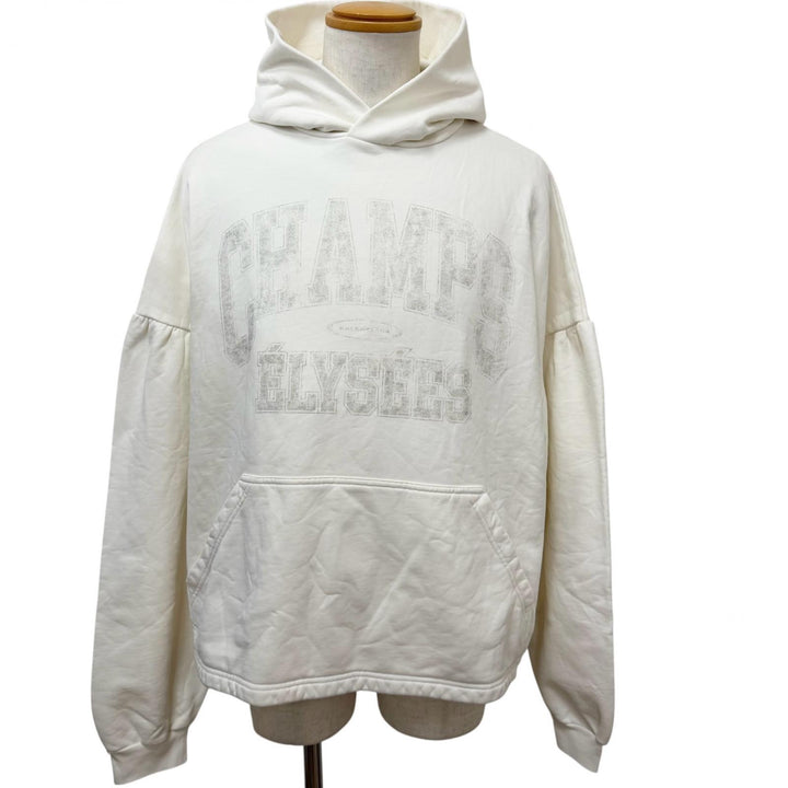 未使用品□BALENCIAGA バレンシアガ 2024年製 818433 Champs elysees ロゴプリント プルオーバースウェットパーカー アイボリー 3 正規品