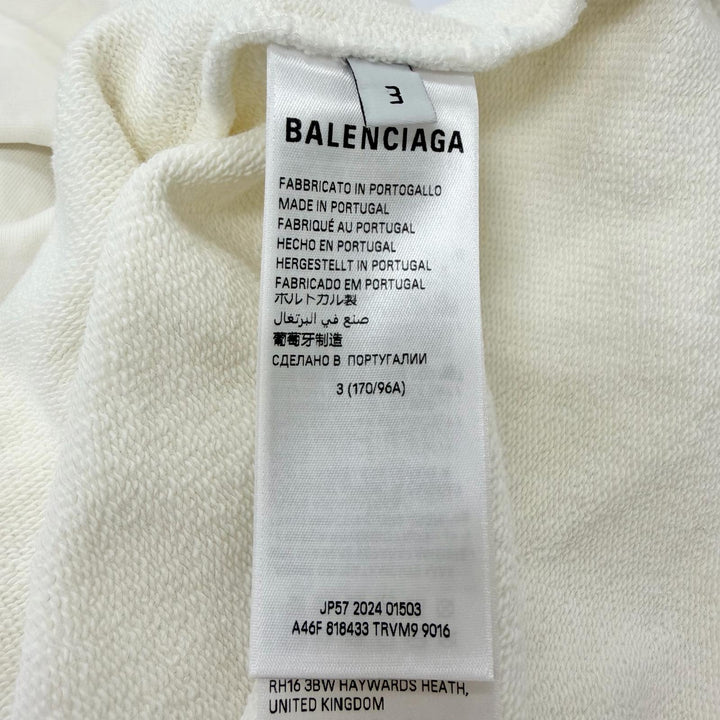 未使用品□BALENCIAGA バレンシアガ 2024年製 818433 Champs elysees ロゴプリント プルオーバースウェットパーカー アイボリー 3 正規品