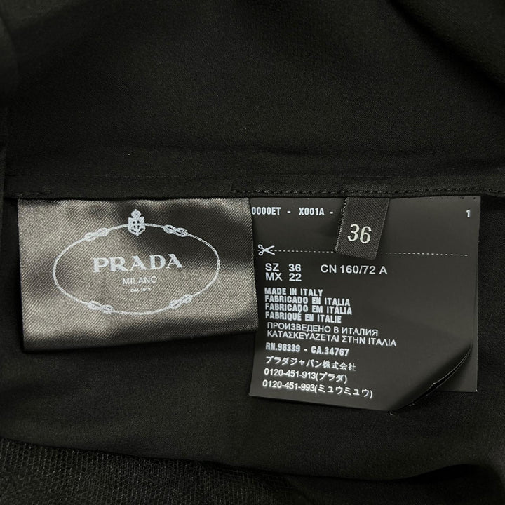 美品▲PRADA プラダ P37H5 シルク100％ バックリボン シアー ロング ワンピース ドレス ブラック 36 イタリア製 正規品 レディース