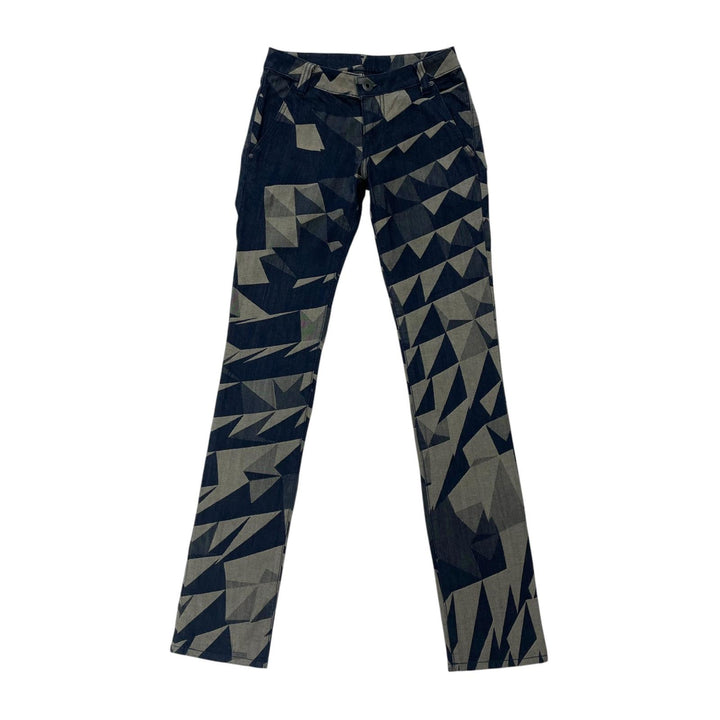 美品▲ISSEY MIYAKE イッセイミヤケ IM93FF533 A-POC 幾何学柄 ジャガード デニムパンツ マルチカラー 1 日本製 正規品 レディース