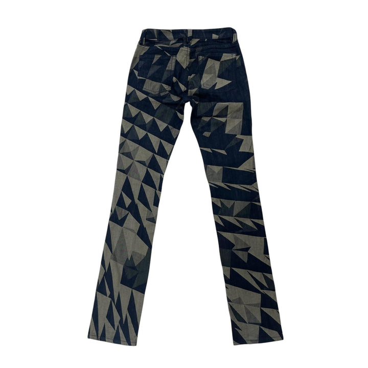 美品▲ISSEY MIYAKE イッセイミヤケ IM93FF533 A-POC 幾何学柄 ジャガード デニムパンツ マルチカラー 1 日本製 正規品 レディース