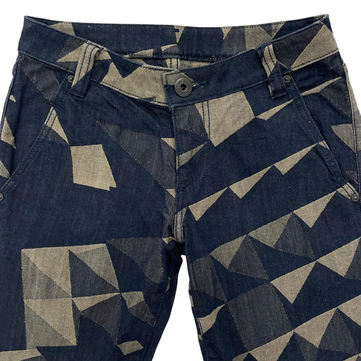 美品▲ISSEY MIYAKE イッセイミヤケ IM93FF533 A-POC 幾何学柄 ジャガード デニムパンツ マルチカラー 1 日本製 正規品 レディース