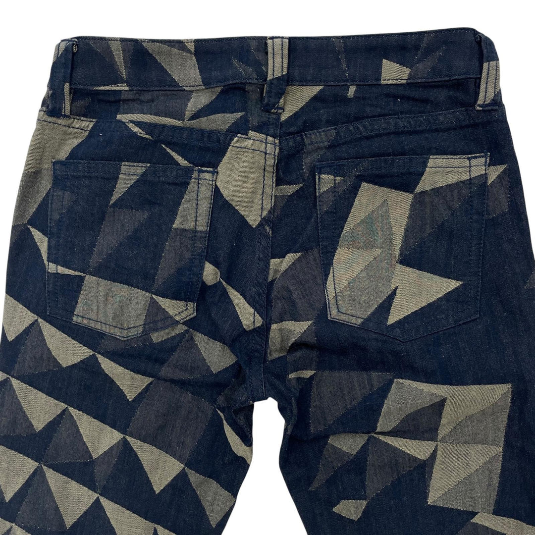 美品▲ISSEY MIYAKE イッセイミヤケ IM93FF533 A-POC 幾何学柄 ジャガード デニムパンツ マルチカラー 1 日本製 正規品 レディース