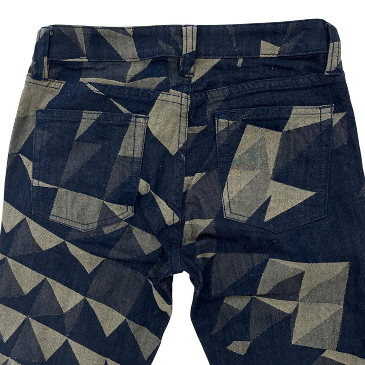 美品▲ISSEY MIYAKE イッセイミヤケ IM93FF533 A-POC 幾何学柄 ジャガード デニムパンツ マルチカラー 1 日本製 正規品 レディース