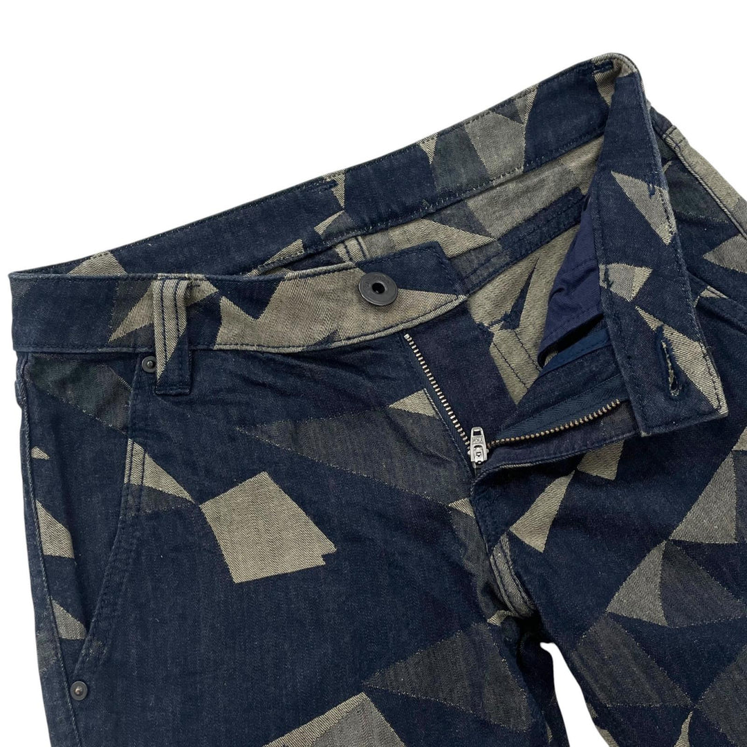 美品▲ISSEY MIYAKE イッセイミヤケ IM93FF533 A-POC 幾何学柄 ジャガード デニムパンツ マルチカラー 1 日本製 正規品 レディース