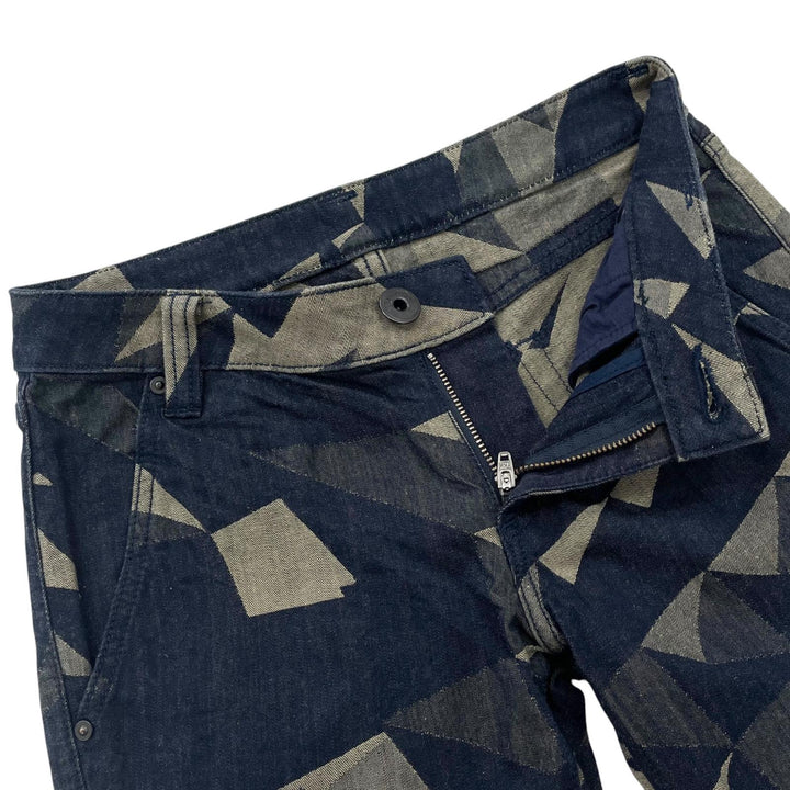 美品▲ISSEY MIYAKE イッセイミヤケ IM93FF533 A-POC 幾何学柄 ジャガード デニムパンツ マルチカラー 1 日本製 正規品 レディース