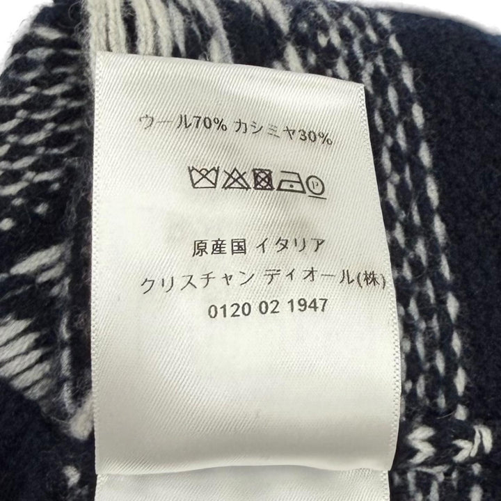 美品★Christian Dior クリスチャンディオール 144S60AM134 ウール カシミヤ混 ロゴ刺繍 ノルディック柄 ハイネック セーター 38 正規品