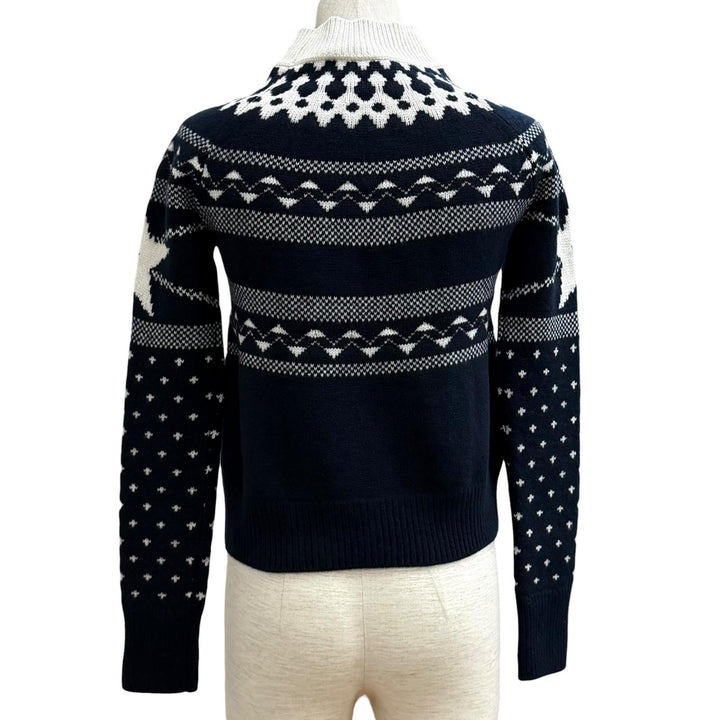 美品★Christian Dior クリスチャンディオール 144S60AM134 ウール カシミヤ混 ロゴ刺繍 ノルディック柄 ハイネック セーター 38 正規品