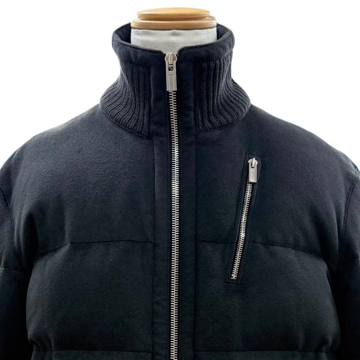 極美品▼HERMES エルメス カシミヤ100% スタンドカラー Hロゴジップ WZIPUP ダウンジャケット ダークグレー 50 フランス製 メンズ