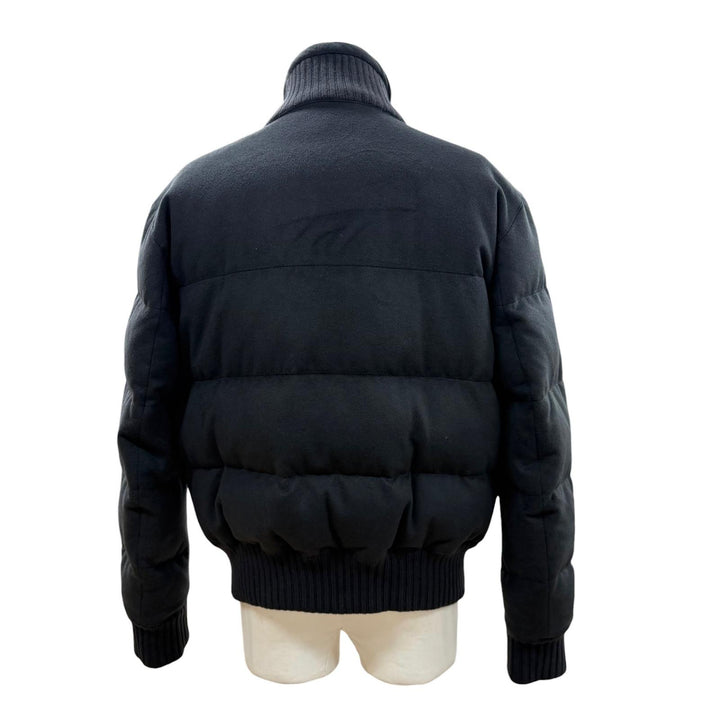 極美品▼HERMES エルメス カシミヤ100% スタンドカラー Hロゴジップ WZIPUP ダウンジャケット ダークグレー 50 フランス製 メンズ