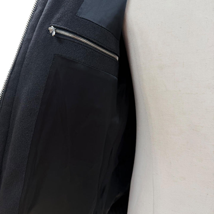 極美品▼HERMES エルメス カシミヤ100% スタンドカラー Hロゴジップ WZIPUP ダウンジャケット ダークグレー 50 フランス製 メンズ