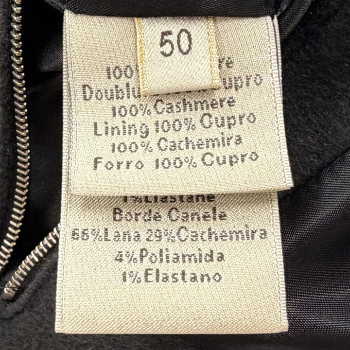 極美品▼HERMES エルメス カシミヤ100% スタンドカラー Hロゴジップ WZIPUP ダウンジャケット ダークグレー 50 フランス製 メンズ