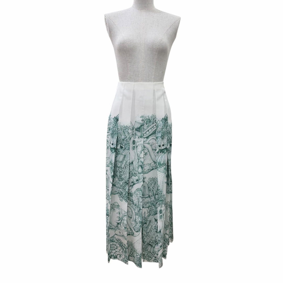 未使用品☆GUCCI YUKO HIGUCHI グッチ ヒグチユウコ 26SS 865513 シルク100％ 日本限定 ロング丈 プリーツスカート ホワイト系 40 正規品