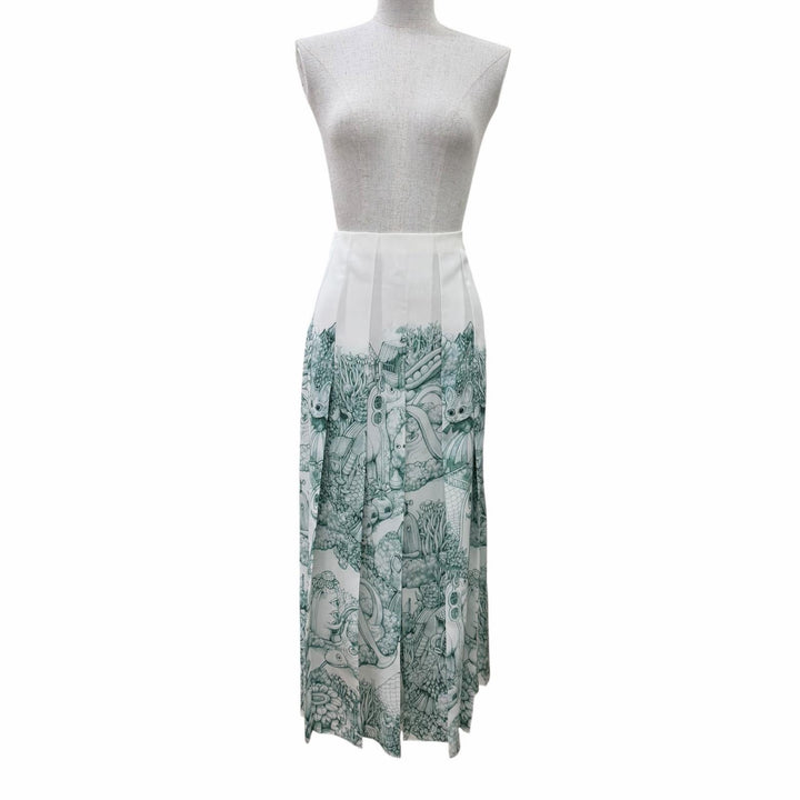 未使用品☆GUCCI YUKO HIGUCHI グッチ ヒグチユウコ 26SS 865513 シルク100％ 日本限定 ロング丈 プリーツスカート ホワイト系 40 正規品