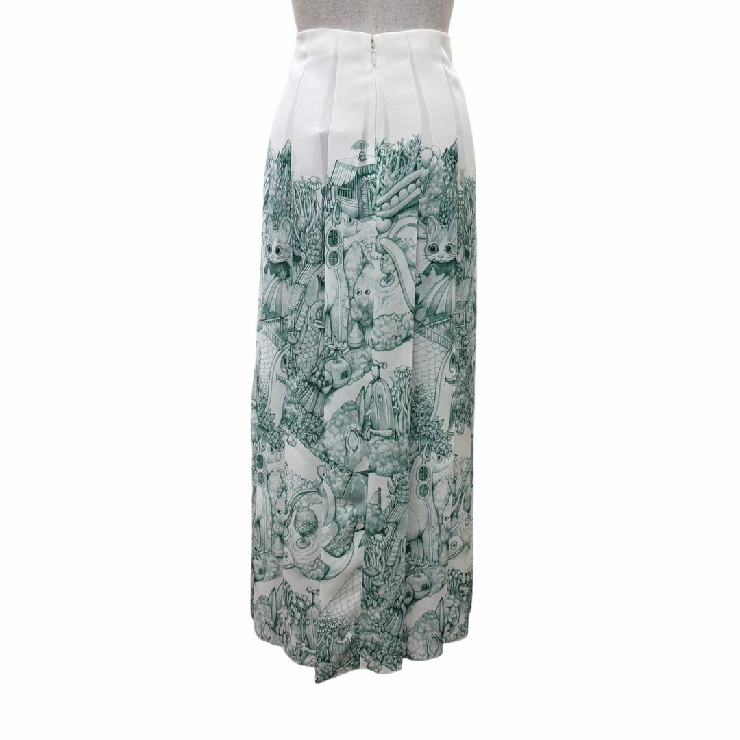 未使用品☆GUCCI YUKO HIGUCHI グッチ ヒグチユウコ 26SS 865513 シルク100％ 日本限定 ロング丈 プリーツスカート ホワイト系 40 正規品