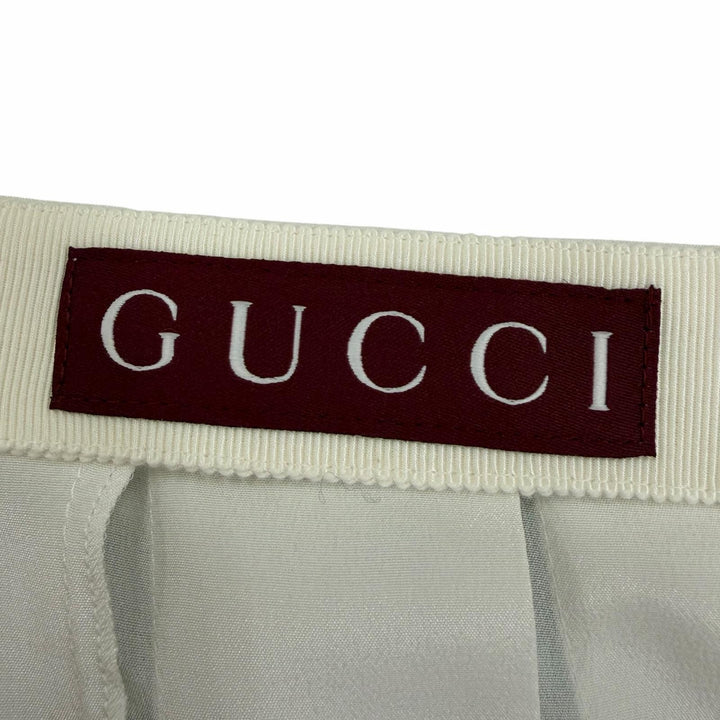 未使用品☆GUCCI YUKO HIGUCHI グッチ ヒグチユウコ 26SS 865513 シルク100％ 日本限定 ロング丈 プリーツスカート ホワイト系 40 正規品