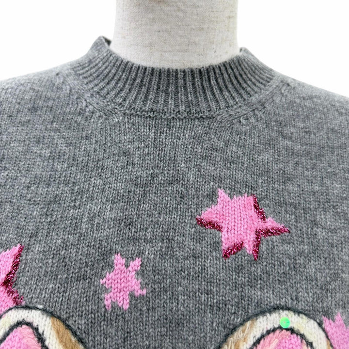 未使用品☆GUCCI YUKO HIGUCHI グッチ ヒグチユウコ 26SS 864156 ウール100％ 日本限定 GG刺繍 長袖 ニット グレー XS イタリア製 正規品