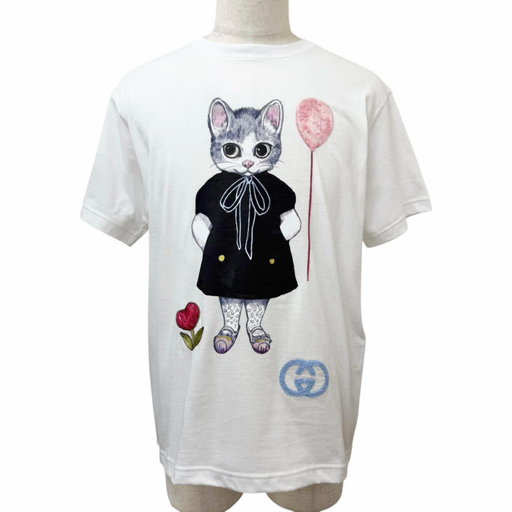 未使用品□GUCCI グッチ 26SS 837959 ヒグチユウコ ボー GGロゴ刺繍 日本限定 半袖Ｔシャツ ホワイト S イタリア製 正規品 メンズ