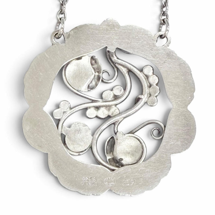 美品△Georg Jensen ジョージジェンセン 259 ムーンストーン ブロッサム Tバー ペンダント ネックレス 925 重量30.6g レディース