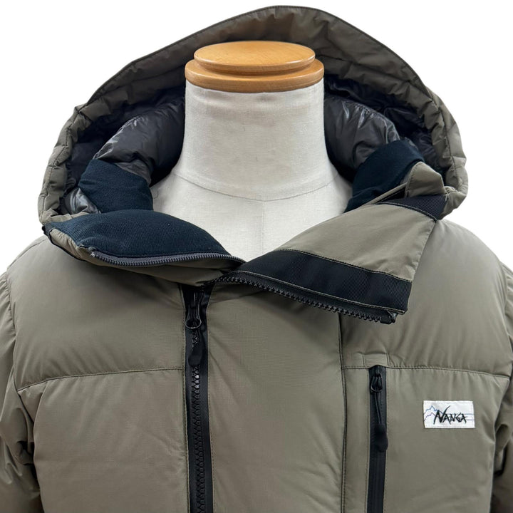 美品▼NANGA ナンガ WHITE LABEL ホワイトレーベル type2 フーデッド ダブルジップアップ 最強ダウンジャケット カーキ S 正規品 メンズ