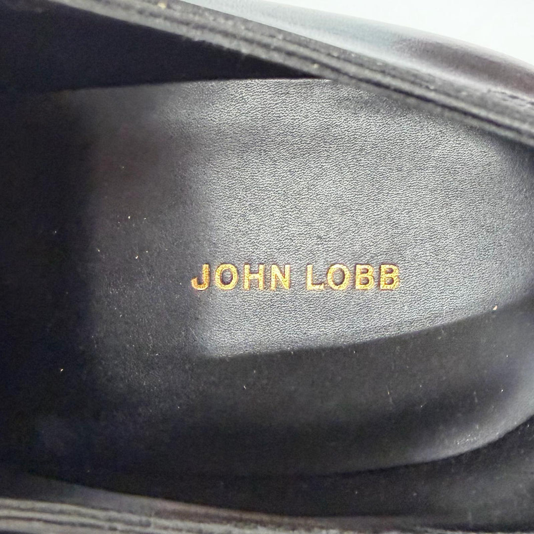 未使用品□John Lobb ジョンロブ WILLIAM レザー ダブルモンクストラップ ドレスシューズ ブラック 9E イングランド製 訳有 左右木型違い