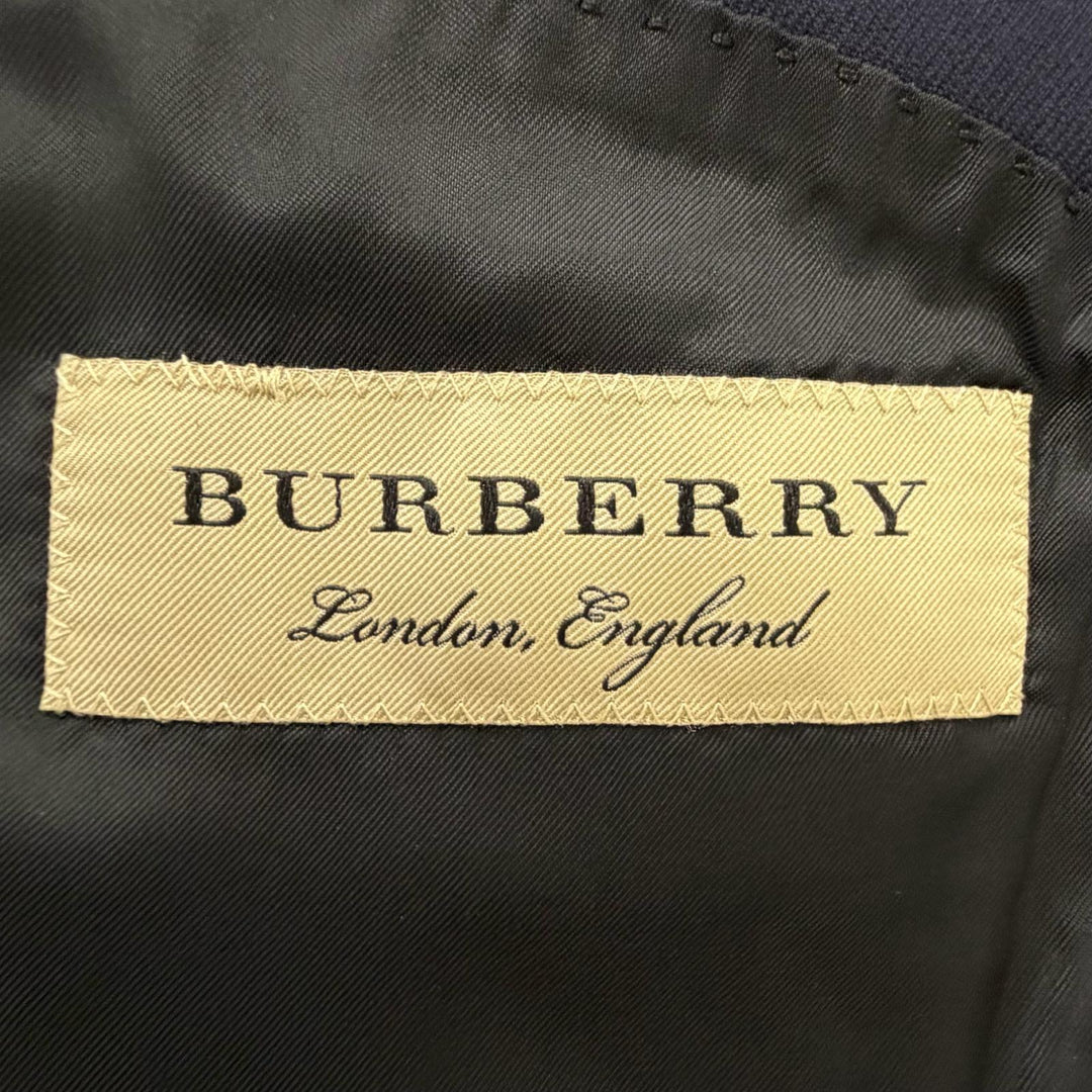美品□BURBERRY バーバリー 8001230 ウール100％ シングルスーツ 上下セットアップ ネイビー JKT52/PT50 イタリア製 正規品 メンズ