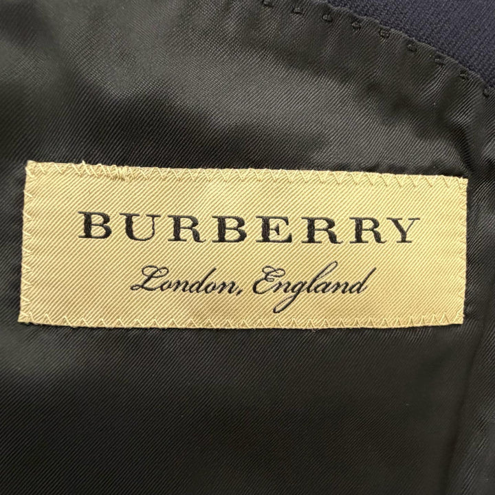 美品□BURBERRY バーバリー 8001230 ウール100％ シングルスーツ 上下セットアップ ネイビー JKT52/PT50 イタリア製 正規品 メンズ