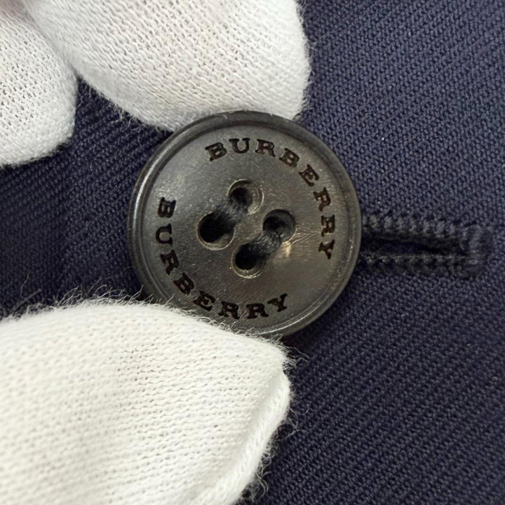 美品□BURBERRY バーバリー 8001230 ウール100％ シングルスーツ 上下セットアップ ネイビー JKT52/PT50 イタリア製 正規品 メンズ